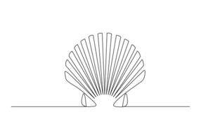 One continuous line drawing of open oyster shell seashell symbol and banner of beauty spa pro illustration vector