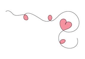 Hearts continuous one line drawing trendy minimalist pro illustration vector