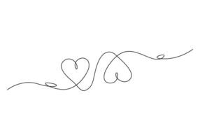 Hearts continuous one line drawing trendy minimalist pro illustration vector