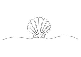 One continuous line drawing of open oyster shell seashell symbol and banner of beauty spa pro illustration vector