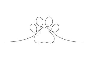 Single continuous line drawing of cat footprint for international cat day pro illustration vector