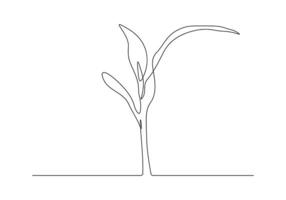 continuo uno línea dibujo de plantas y hierbas concepto Pro ilustración vector