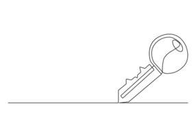 Continuous one line drawing of key pro illustration vector