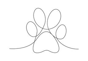 Single continuous line drawing of cat footprint for international cat day pro illustration vector