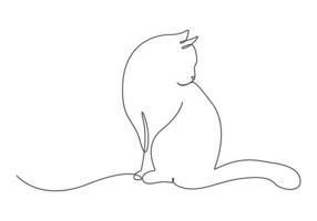 gato en uno continuo línea dibujo prima ilustración vector