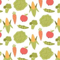 Seamless pattern with vegetables. Pattern with corn and cabbage. illustration. vector