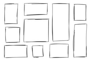 Set isolated doodle paper frames for doodles. Collection of various empty textured text boxes. posters with quotes. vector