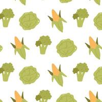 Seamless pattern with vegetables. Pattern with corn and cabbage. illustration. vector