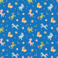 Seamless pattern with cute unicorns. A mythological and magical creature. Design for fabric, textiles, wallpaper, packaging vector