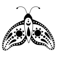 Mystical boho moth with moon phases. Design for poster, card, t shirt print vector