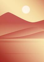 Contemporary aesthetic background with red dunes landscape. Terracotta colors gradient illustration vector