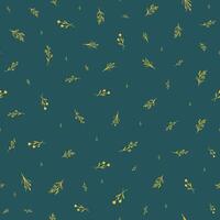 Seamless pattern with ink herbs branches for culinary. Rooibos leaves and flowers. vector