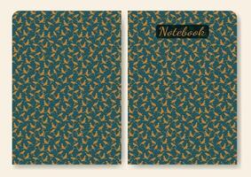 Birds silhouette cartoon pattern notebook cover. Brochure page design aesthetic sparrow artwork illustration vector