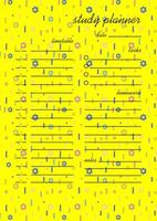 Study planner design for kids in bright colors. Worksheet design template with flourish background vector