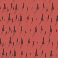 Christmas forest scandinavian seamless pattern. New Year, Winter, holidays red background vector