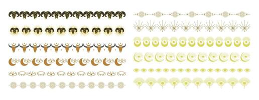 Witchcraft magic elements divider simple tribal collection. Bright Halloween decorative borders vector