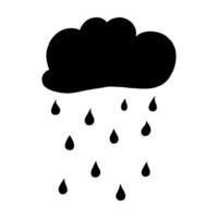 Black cloud. Black cloud with rain on a white background. vector