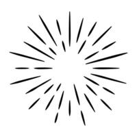 Hand drawn sunburst and rays of sun. Sunrise rays light burst line art design. vector