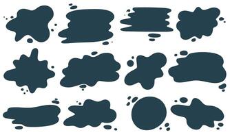 Paint stains and ink blots hand drawn set vector