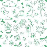 Spring summer attributes doodle background vector