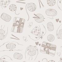 Knitting seamless pattern doodle sketch style vector