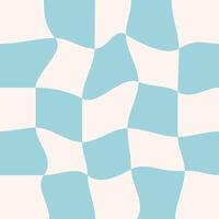 Retro Groovy Wavy Psychedelic Checkerboard Check Y2K 90s. Geometric Background. vector