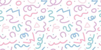 Y2k aesthetic. 90s Background Minimalistic colored childrens background in restro style. Hand-drawn lines, swirls, shapes. vector