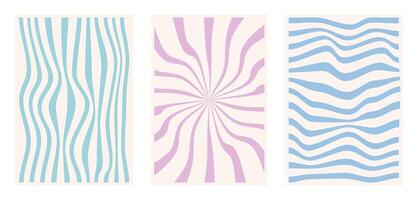 Y2k backgrounds. 90s aesthetic. Swirling lines, wavy lines, spiral. Posters with trendy retro style. vector