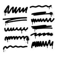 Urban graffiti grunge rough underline handrawn brushstrokes. Bold sprayed freehand stripes and paint shapes. Street art doodle scribbles. isolated illustration of horizontal emphasis, scrawl vector
