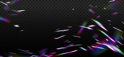 Colourful lens crystal rainbow light and flare transparent effect spectrum reflection. Overlay template for photos. Triangular prism concept. mesh gradients vector