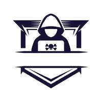 Hacker outline badge logo vector