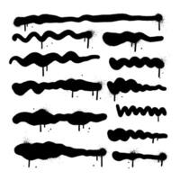Scribble line set, graffiti doodle strokes. Sprayed squiggle lines and strikethrough underlines. Black sketches, scribbles and scratches. grunge texture. Isolated elements vector