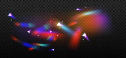 White blue red gem lights. Sparkle rainbow overlay effect. Crystal glow prism. Neon flare. Dimond camera filter. Iridescent or mesh gradient glare. Color spectrum flashes. abstract background vector