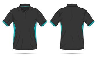Modern black polo shirt template front and back view vector