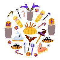 Set of cute Halloween sweets. Cute lollipops in the shape of ghosts and bats. illustration in a flat cartoon style. vector