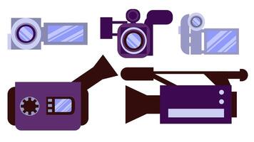 set of camera icons, illustrations in a flat style vector