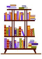 gabinete con Clásico libros, aislado en un blanco antecedentes. ilustración de estantería con antiguo libros en un plano dibujos animados estilo. vector