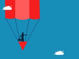 Inspiration. Visionary businessman leader flies pencil balloon vector