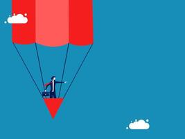 Find inspiration. Visionary businessman leader flying pencil balloon vector