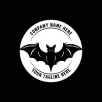 Black Dark Night Moon with Bat Silhouette for Horror Halloween Illustration Design vector