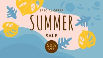 ABSTRACT SUMMER SALE DISCONT BANNER PROMOTION BACKGROUND PASTEL COLOR. GOOD FOR SOCIAL MEDIA POST, COVER , POSTER vector