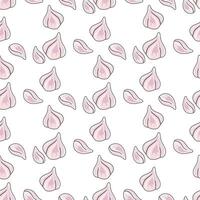 Hand-drawn pattern of garlic. Cloves of fresh garlic. For textiles, illustrations, wrapping paper, textiles, printing about natural vitamins, healthy food, immunity vector