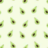 Ripe, juicy avocado cut with leaves, seamless geometric pattern.Hand drawn in doodle style.Design for printing on fabrics, holiday and confectionery packaging, wallpaper, wrapping and scrap vector