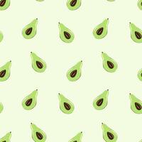 Ripe, juicy avocado cut with leaves, seamless geometric pattern.Hand drawn in doodle style.Design for printing on fabrics, holiday and confectionery packaging, wallpaper, wrapping and scrap vector