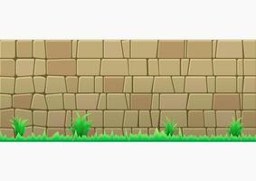 Green Grass on stone Wall vector