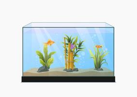 beautiful fish in aquarium with water plant. vector