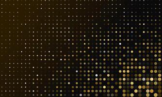 Abstract golden halftone dotted pattern on dark background. Shiny polka dot, luxury horizontal banner template vector