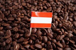 Austria flag on coffee beans, shopping online for export or import food product. photo