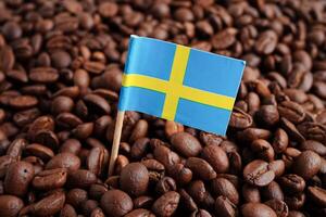 Sweden flag on coffee beans, shopping online for export or import food product. photo