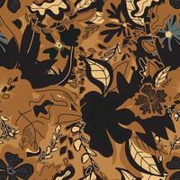 a brown and black floral pattern vector